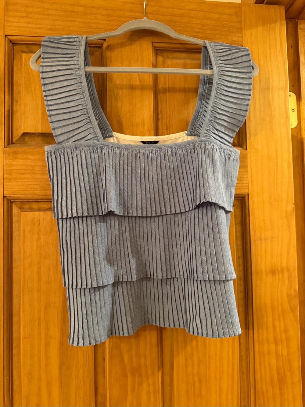 J. Crew Factory Light Blue Pleated Tiered Tank